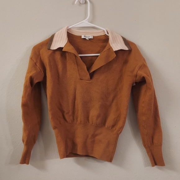 Madewell Colorblock Polo Sweater- 100% Merino Wool! - Picture 3 of 8